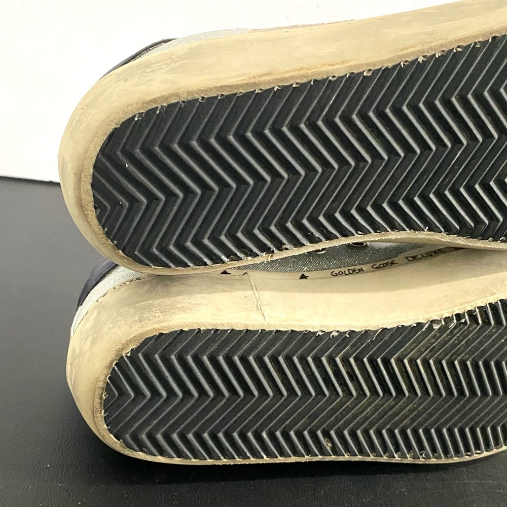 Golden Goose Deluxe Brand Hi Star Sneakers Size 40 US 10 Silver Checked Glitter - Picture 15 of 16